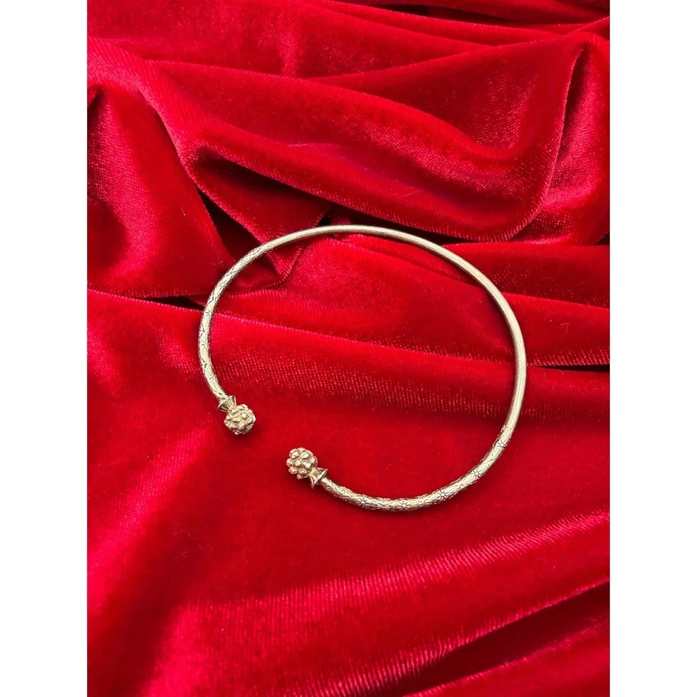 Vintage Sterling Silver Thistle Torque Bangle Cuff Bracelet Made in Scotland